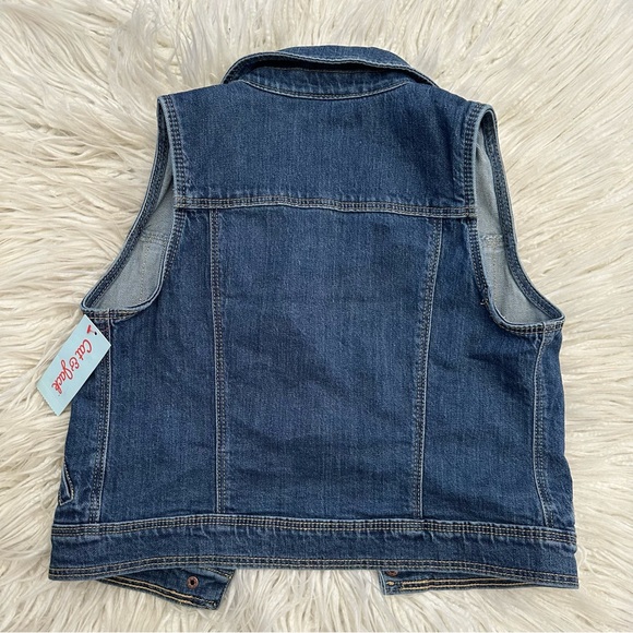 Cat & Jack Blue Denim Vest Jean Jacket kids size L 10/12 NWT - Picture 2 of 5